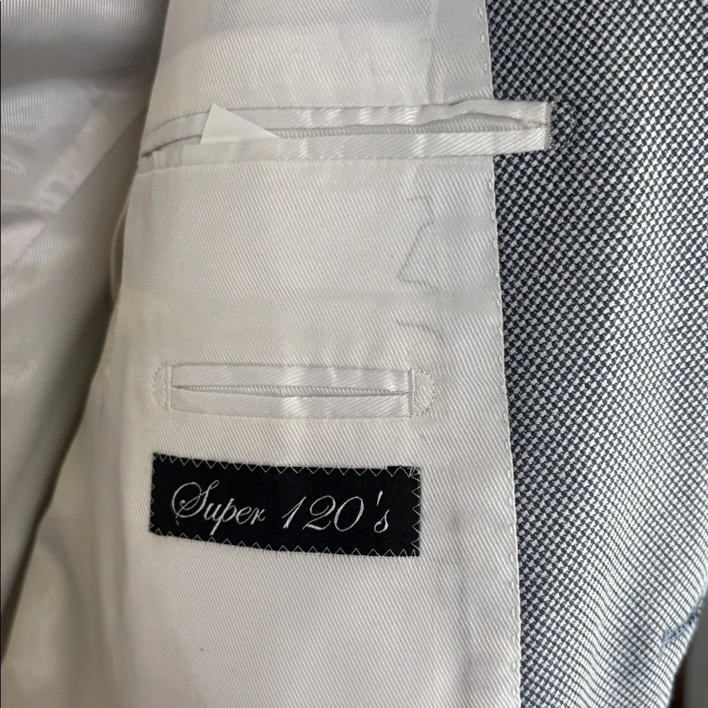 Giovanni Bresciani gray and Blue Blazer with Navy Elbow Patches/ Size 44R